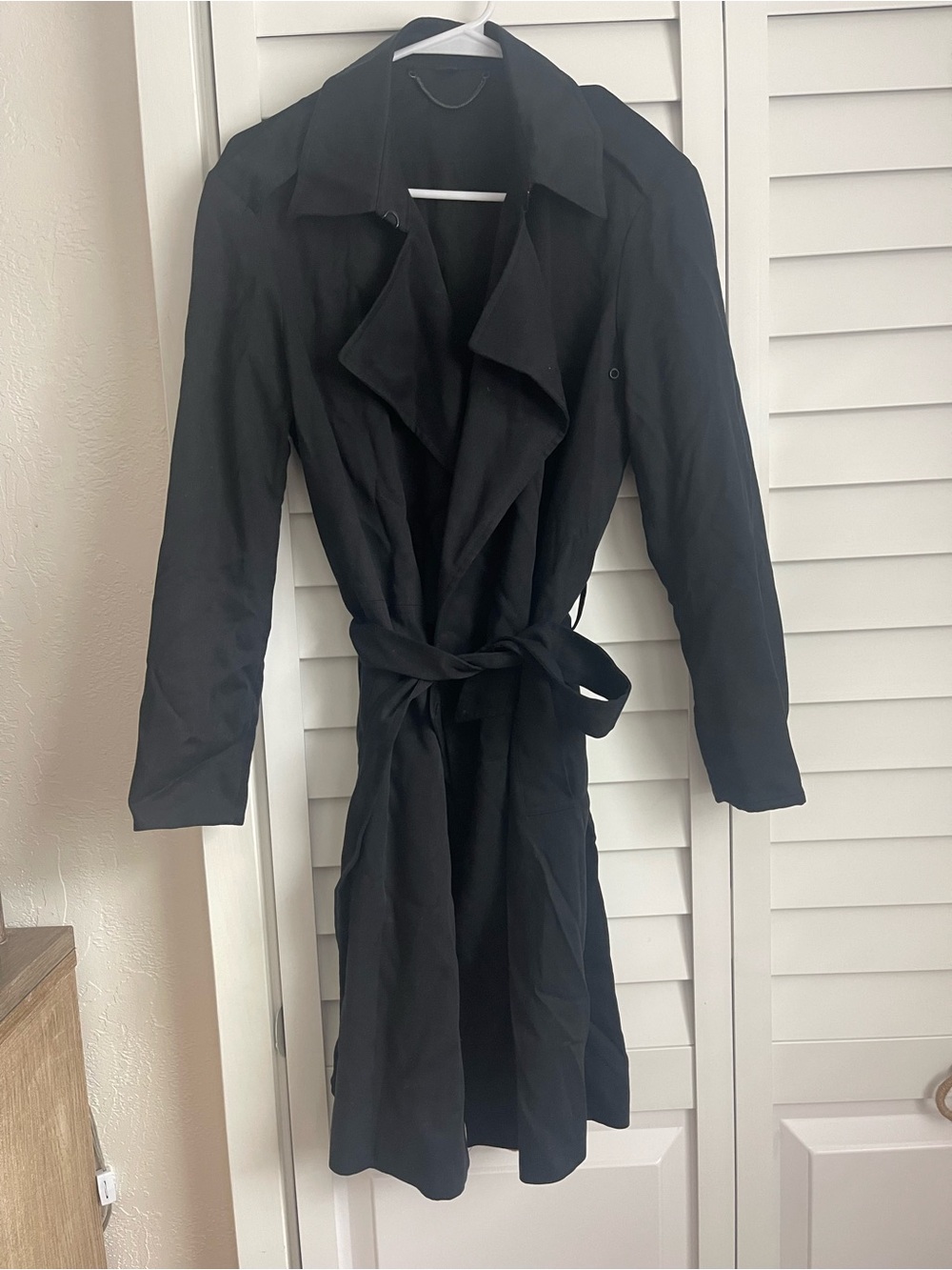 All Saints Classic Black Trench Coat with Belt